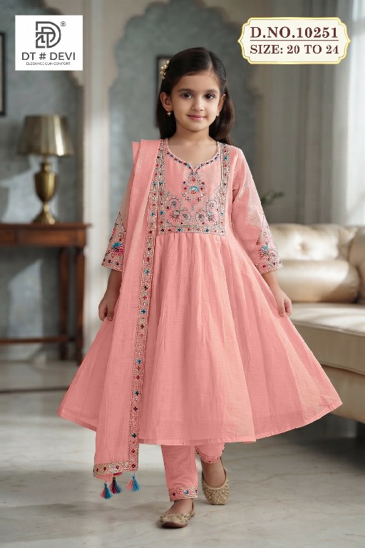 DT DEVI KREME VOL 1 WHOLESALE READYMADE MUL CHANDERI ETHNIC WEAR 3 PCS COMBO SET SUITS FOR KIDS ONLINE