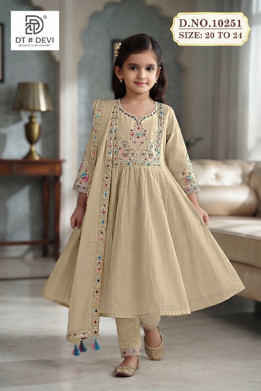 DT DEVI KREME VOL 1 WHOLESALE READYMADE MUL CHANDERI ETHNIC WEAR 3 PCS COMBO SET SUITS FOR KIDS ONLINE