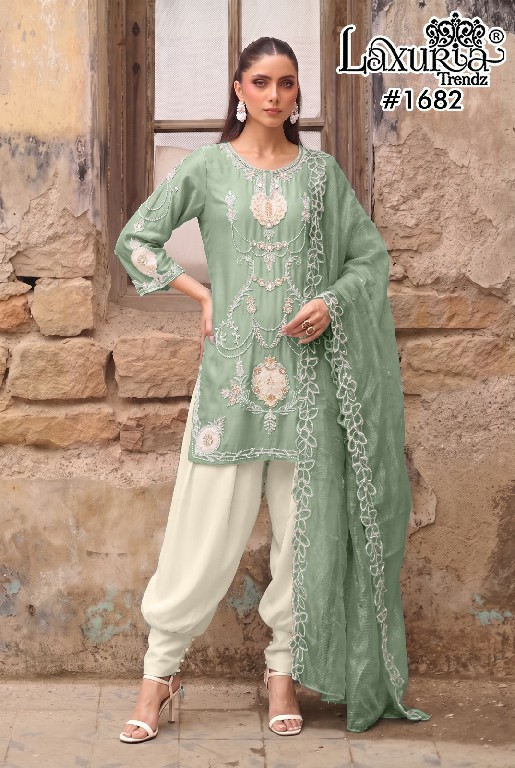 LAXURIA TRENDZ D.NO 1682 WHOLESALE READYMADE IMPORTED SATIN DESIGNER 3 PCS SUITS EXPORTER