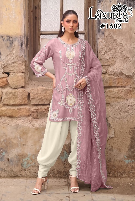 LAXURIA TRENDZ D.NO 1682 WHOLESALE READYMADE IMPORTED SATIN DESIGNER 3 PCS SUITS EXPORTER