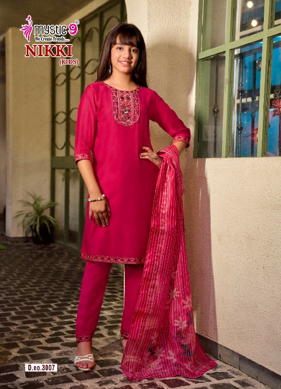 MYSTIC 9 NIKKI VOL 3 WHOLESALE READYMADE HEAVY VERTICAN TRENDY STYLISH 3 PCS SUITS FOR KIDS EXPORTER
