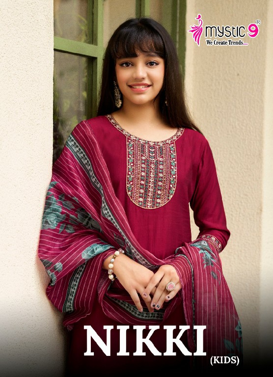 MYSTIC 9 NIKKI VOL 3 WHOLESALE READYMADE HEAVY VERTICAN TRENDY STYLISH 3 PCS SUITS FOR KIDS EXPORTER