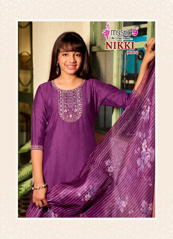 MYSTIC 9 NIKKI VOL 3 WHOLESALE READYMADE HEAVY VERTICAN TRENDY STYLISH 3 PCS SUITS FOR KIDS EXPORTER