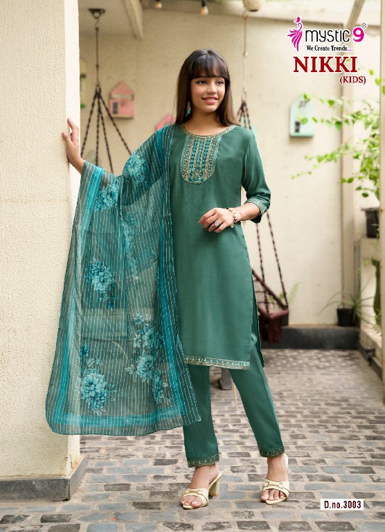 MYSTIC 9 NIKKI VOL 3 WHOLESALE READYMADE HEAVY VERTICAN TRENDY STYLISH 3 PCS SUITS FOR KIDS EXPORTER