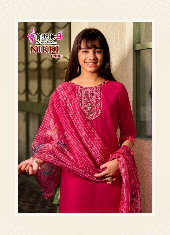 MYSTIC 9 NIKKI VOL 3 WHOLESALE READYMADE HEAVY VERTICAN TRENDY STYLISH 3 PCS SUITS FOR KIDS EXPORTER