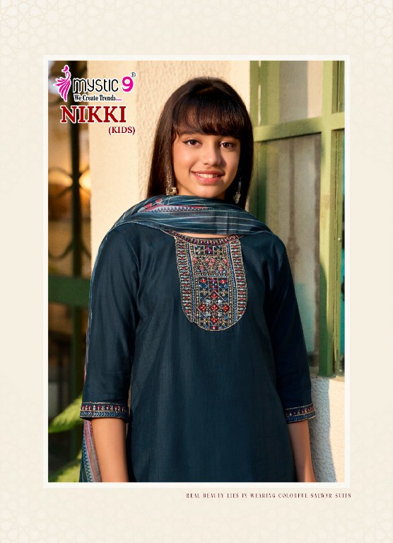 MYSTIC 9 NIKKI VOL 3 WHOLESALE READYMADE HEAVY VERTICAN TRENDY STYLISH 3 PCS SUITS FOR KIDS EXPORTER