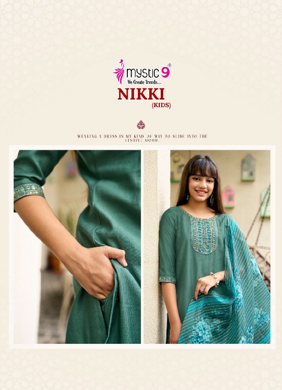 MYSTIC 9 NIKKI VOL 3 WHOLESALE READYMADE HEAVY VERTICAN TRENDY STYLISH 3 PCS SUITS FOR KIDS EXPORTER