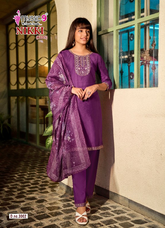 MYSTIC 9 NIKKI VOL 3 WHOLESALE READYMADE HEAVY VERTICAN TRENDY STYLISH 3 PCS SUITS FOR KIDS EXPORTER