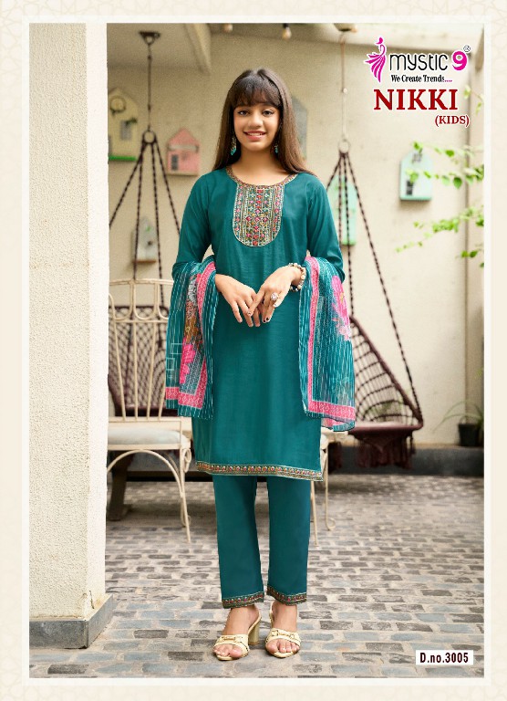 MYSTIC 9 NIKKI VOL 3 WHOLESALE READYMADE HEAVY VERTICAN TRENDY STYLISH 3 PCS SUITS FOR KIDS EXPORTER