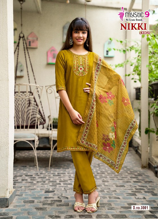 MYSTIC 9 NIKKI VOL 3 WHOLESALE READYMADE HEAVY VERTICAN TRENDY STYLISH 3 PCS SUITS FOR KIDS EXPORTER