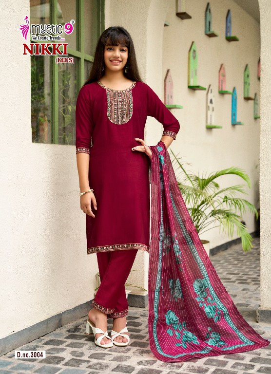 MYSTIC 9 NIKKI VOL 3 WHOLESALE READYMADE HEAVY VERTICAN TRENDY STYLISH 3 PCS SUITS FOR KIDS EXPORTER