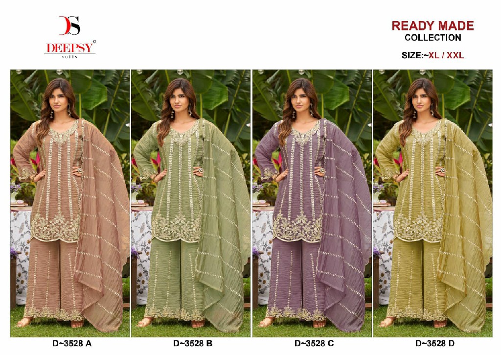 DEEPSY D.NO 3528 WHOLESALE READYMADE MASKA SILK PAPLON STYLE 3 PCS SUITS EXPORTER