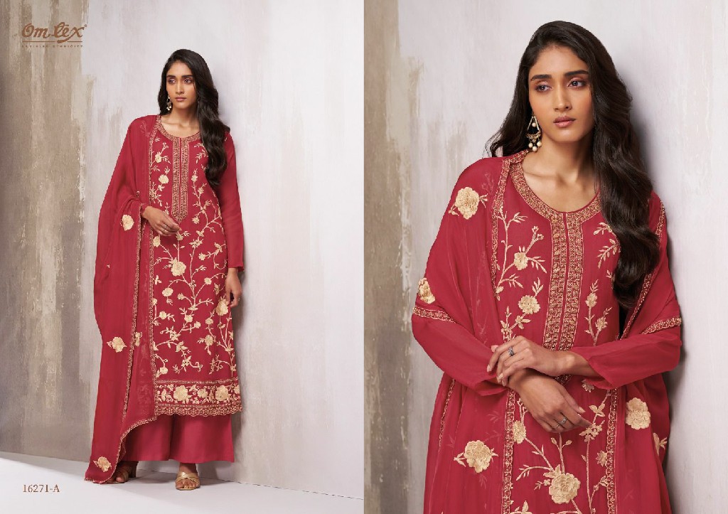 OMTEX COSTANZA WHOLESALE SILK ORGANZA WITH BEADS WORK UNSTITCH SALWAR SUITS EXPORTER