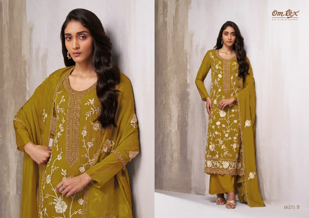OMTEX COSTANZA WHOLESALE SILK ORGANZA WITH BEADS WORK UNSTITCH SALWAR SUITS EXPORTER