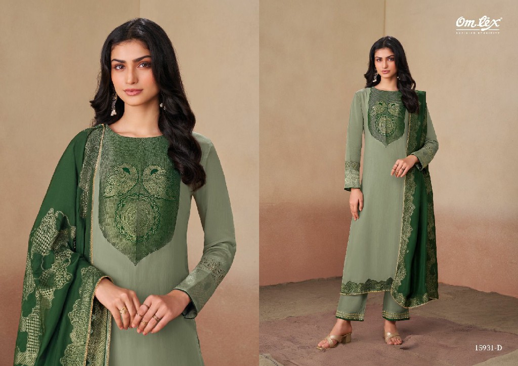 OMTEX AANIHA WHOLESALE ORGANZA TWILL JACQUARD UNSTITCH SALWAR SUITS SUPPLIER