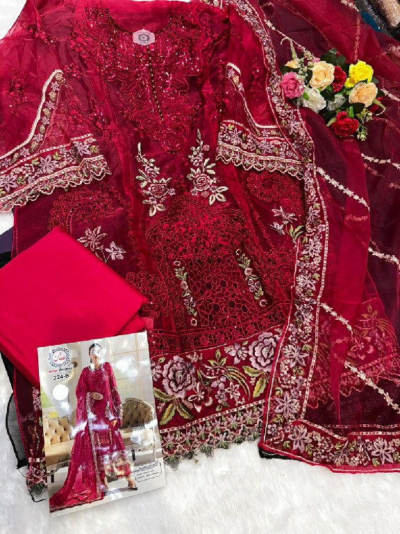 AFFAN CREATION D.NO 224 WHOLESALE ORGANZA WITH WORK PAKISTANI SEMI STITCHED SALWAR SUITS EXPORTER
