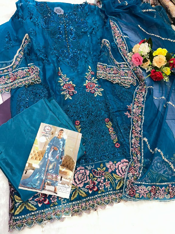 AFFAN CREATION D.NO 224 WHOLESALE ORGANZA WITH WORK PAKISTANI SEMI STITCHED SALWAR SUITS EXPORTER