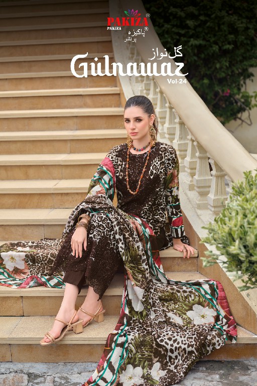 PAKIZA PRINTS GULNAWAZ VOL 24 WHOLESALE PURE LAWN PRETTY LOOK UNSTITCH SALWAR KAMEEZ FOR EXPORT