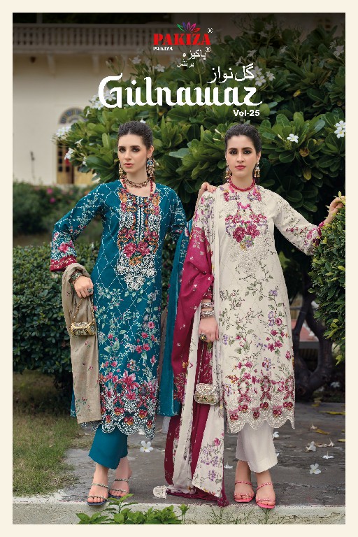 PAKIZA PRINTS GULNAWAZ VOL 25 WHOLESALE PURE LAWN ELEGANT UNSTITCH SALWAR KAMEEZ ONLINE