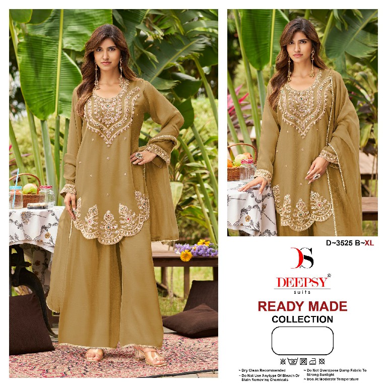 DEEPSY D.NO 3525 WHOLESALE READYMADE SALSA SILK WITH WORK PAKISTANI STYLE 3 PCS SUITS SUPPLIER
