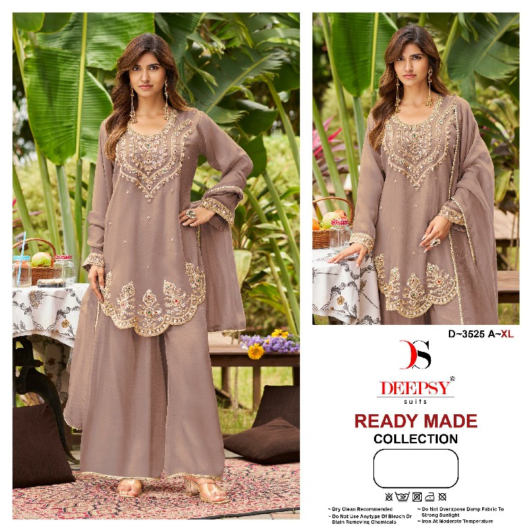 DEEPSY D.NO 3525 WHOLESALE READYMADE SALSA SILK WITH WORK PAKISTANI STYLE 3 PCS SUITS SUPPLIER