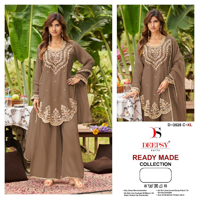 DEEPSY D.NO 3525 WHOLESALE READYMADE SALSA SILK WITH WORK PAKISTANI STYLE 3 PCS SUITS SUPPLIER