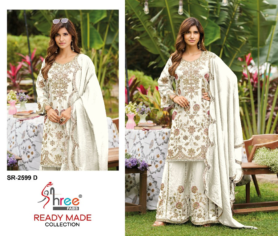 SHREE FABS R-2599 WHOLESALE READYMADE N C MASS CHIFFON WITH WORK PAKISTANI PLAZZO STYLE 3 PCS SUITS FOR EXPORT