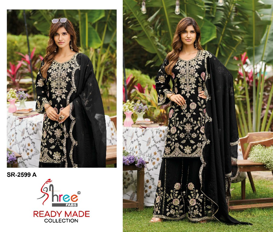 SHREE FABS R-2599 WHOLESALE READYMADE N C MASS CHIFFON WITH WORK PAKISTANI PLAZZO STYLE 3 PCS SUITS FOR EXPORT