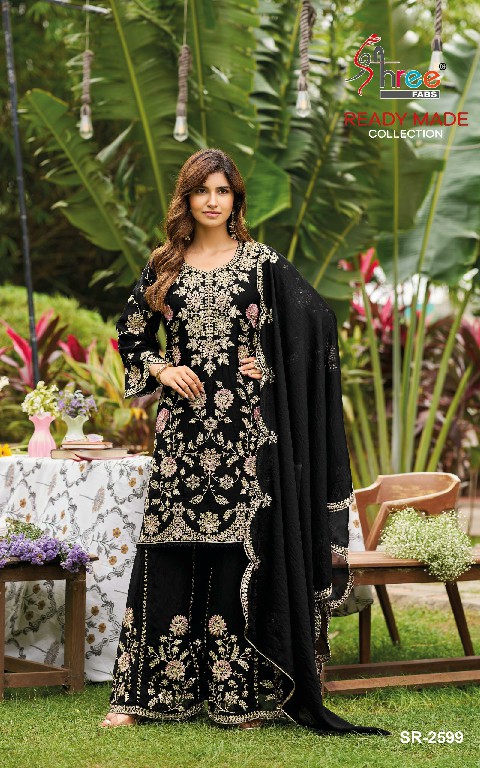 SHREE FABS R-2599 WHOLESALE READYMADE N C MASS CHIFFON WITH WORK PAKISTANI PLAZZO STYLE 3 PCS SUITS FOR EXPORT