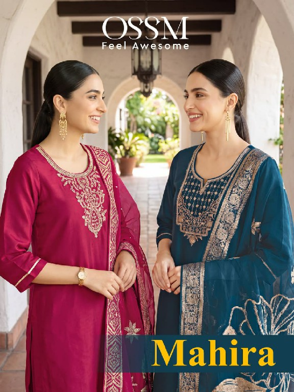 OSSM MAHIRA WHOLESALE READYMADE VISCOSE ROMAN GLASS CLASSY FANCY 3 PCS SUITS EXPORTER