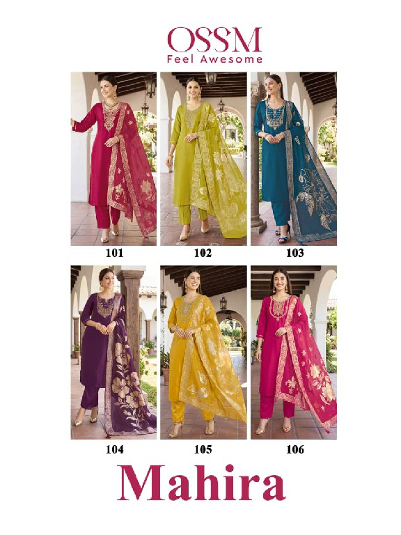 OSSM MAHIRA WHOLESALE READYMADE VISCOSE ROMAN GLASS CLASSY FANCY 3 PCS SUITS EXPORTER