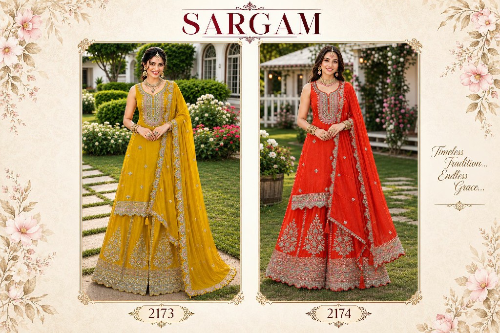 MRUDANGI SARGAM WHOLESALE READYMADE REAL CHINON TRENDY WEDDING LOOK TOP PLAZZO WITH DUPATTA ONLINE