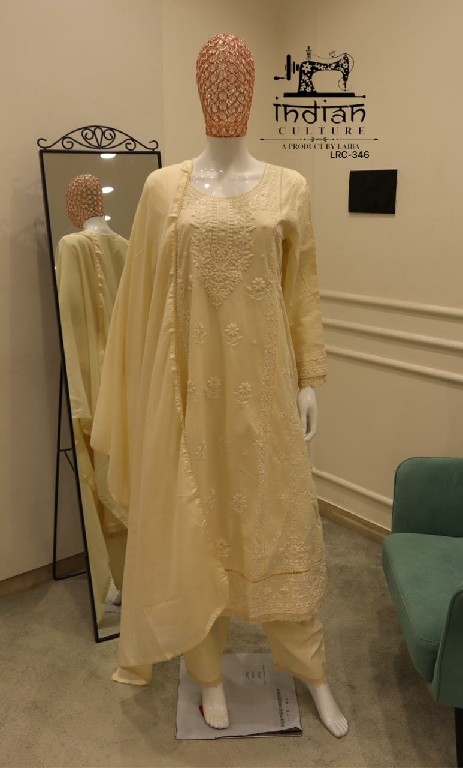INDIAN CULTURE D.NO LRC-346 WHOLESALE READYMADE COTTON LAWN BEAUTIFUL WORK 3 PCS SUITS EXPORTER