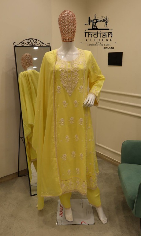 INDIAN CULTURE D.NO LRC-346 WHOLESALE READYMADE COTTON LAWN BEAUTIFUL WORK 3 PCS SUITS EXPORTER