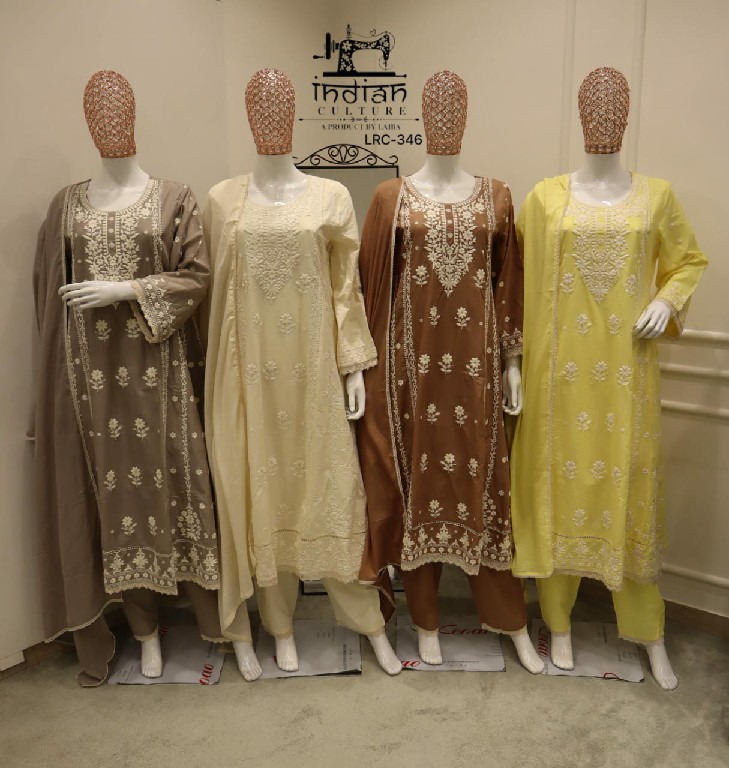 INDIAN CULTURE D.NO LRC-346 WHOLESALE READYMADE COTTON LAWN BEAUTIFUL WORK 3 PCS SUITS EXPORTER