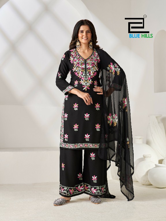 BLUE HILLS ROSE VOL 5 WHOLESALE READYMADE RAYON WITH WORK BIG SIZE TRENDING 3 PCS COMBO SET SUITS SUPPLIER