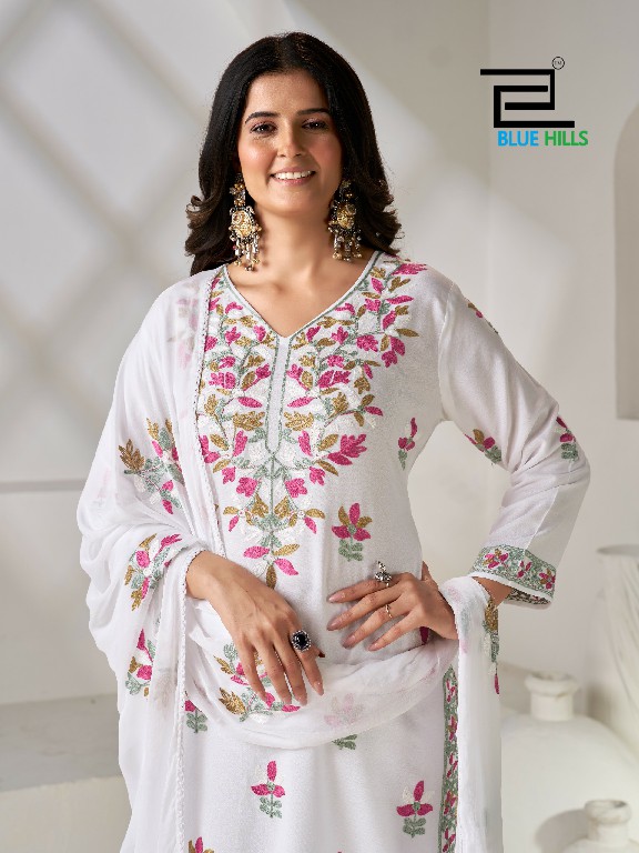 BLUE HILLS ROSE VOL 5 WHOLESALE READYMADE RAYON WITH WORK BIG SIZE TRENDING 3 PCS COMBO SET SUITS SUPPLIER