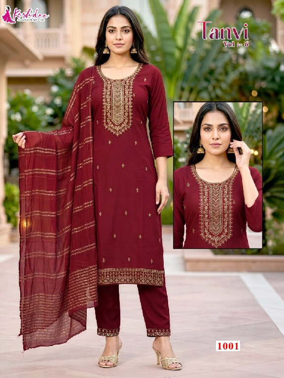 KASHIDAA TANVI VOL 6 WHOLESALE READYMADE ROMAN SILK WITH WORK CLASSIC 3 PCS COMBO SET SUITS FOR EXPORT