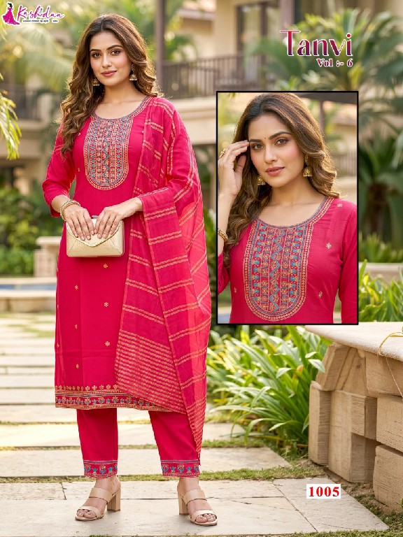 KASHIDAA TANVI VOL 6 WHOLESALE READYMADE ROMAN SILK WITH WORK CLASSIC 3 PCS COMBO SET SUITS FOR EXPORT