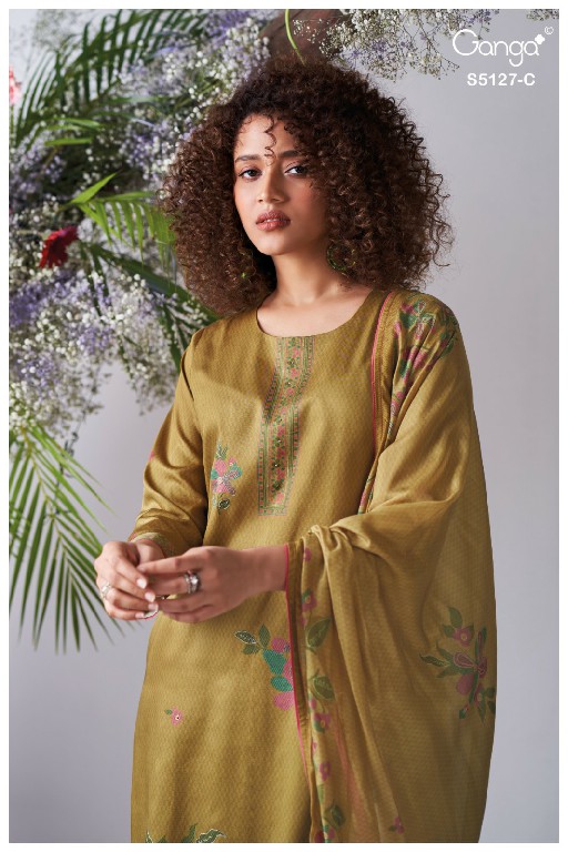 GANGA GESSIE S5127 WHOLESALE PREMIUM COTTON CLASSY LOOK UNSTITCH SALWAR SUITS EXPORTER