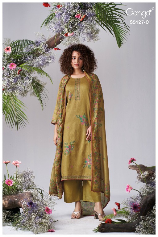 GANGA GESSIE S5127 WHOLESALE PREMIUM COTTON CLASSY LOOK UNSTITCH SALWAR SUITS EXPORTER