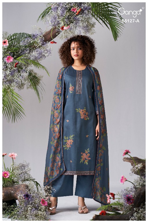 GANGA GESSIE S5127 WHOLESALE PREMIUM COTTON CLASSY LOOK UNSTITCH SALWAR SUITS EXPORTER