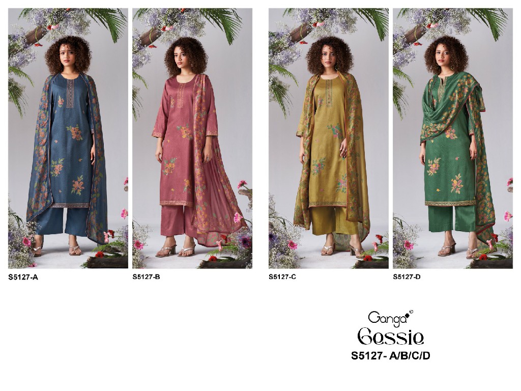GANGA GESSIE S5127 WHOLESALE PREMIUM COTTON CLASSY LOOK UNSTITCH SALWAR SUITS EXPORTER