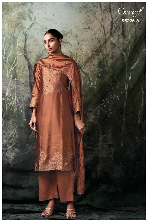GANGA SASHKA S5226 WHOLESALE PURE VISCOSE WOVEN SILK JACQUARD UNSTITCH SALWAR SUITS SUPPLIER