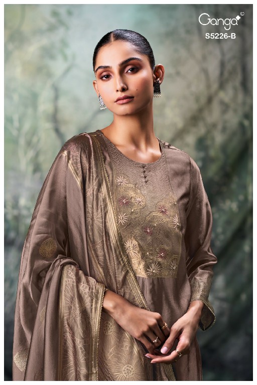 GANGA SASHKA S5226 WHOLESALE PURE VISCOSE WOVEN SILK JACQUARD UNSTITCH SALWAR SUITS SUPPLIER
