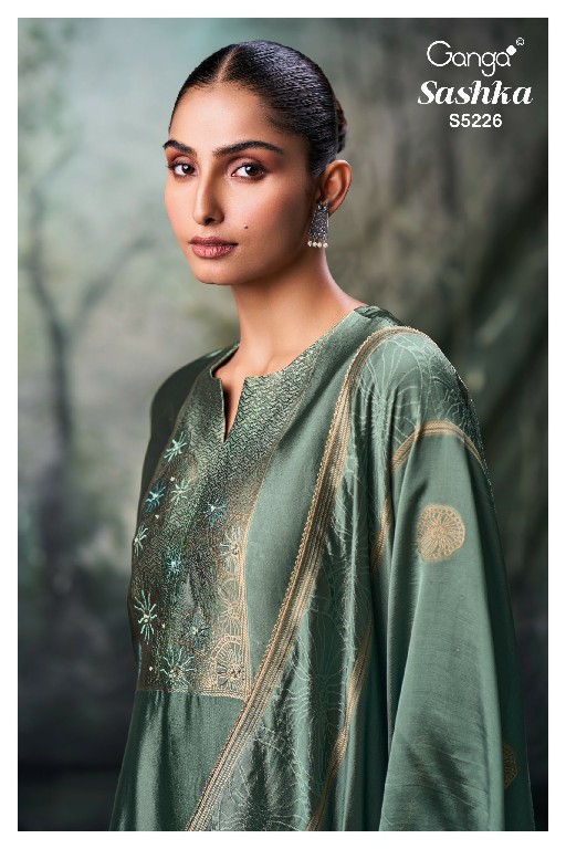 GANGA SASHKA S5226 WHOLESALE PURE VISCOSE WOVEN SILK JACQUARD UNSTITCH SALWAR SUITS SUPPLIER