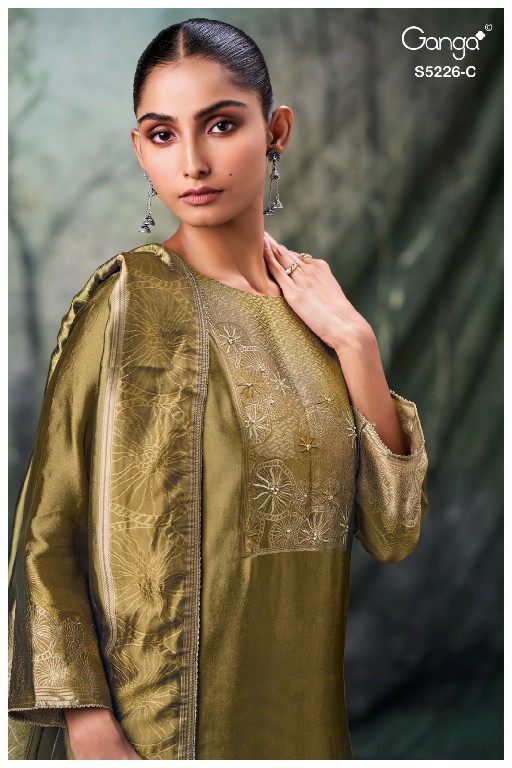 GANGA SASHKA S5226 WHOLESALE PURE VISCOSE WOVEN SILK JACQUARD UNSTITCH SALWAR SUITS SUPPLIER