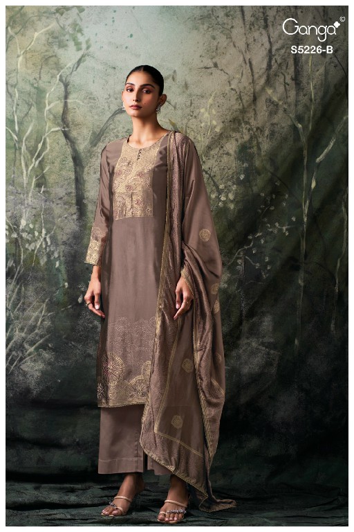 GANGA SASHKA S5226 WHOLESALE PURE VISCOSE WOVEN SILK JACQUARD UNSTITCH SALWAR SUITS SUPPLIER
