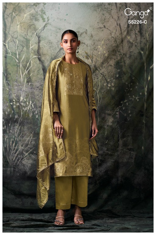 GANGA SASHKA S5226 WHOLESALE PURE VISCOSE WOVEN SILK JACQUARD UNSTITCH SALWAR SUITS SUPPLIER