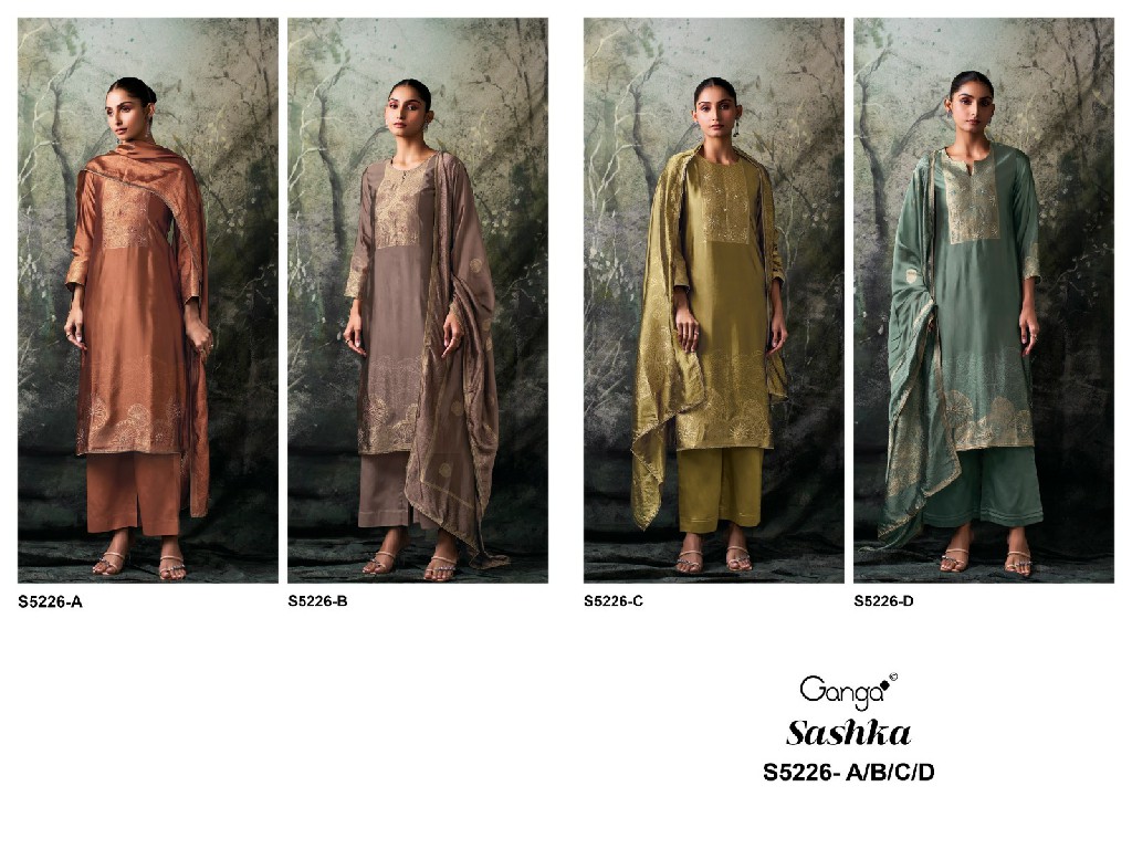 GANGA SASHKA S5226 WHOLESALE PURE VISCOSE WOVEN SILK JACQUARD UNSTITCH SALWAR SUITS SUPPLIER